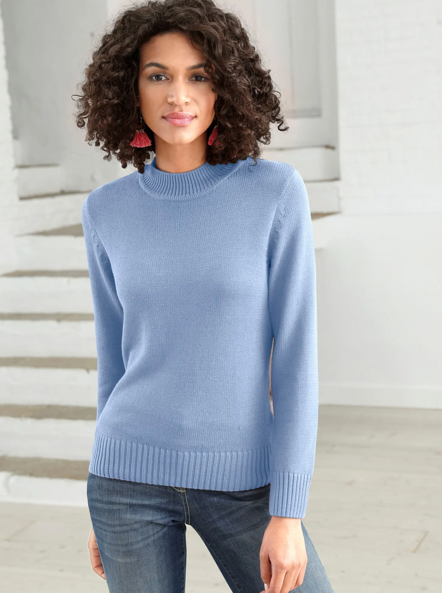 Stehkragenpullover mit Baumwolle