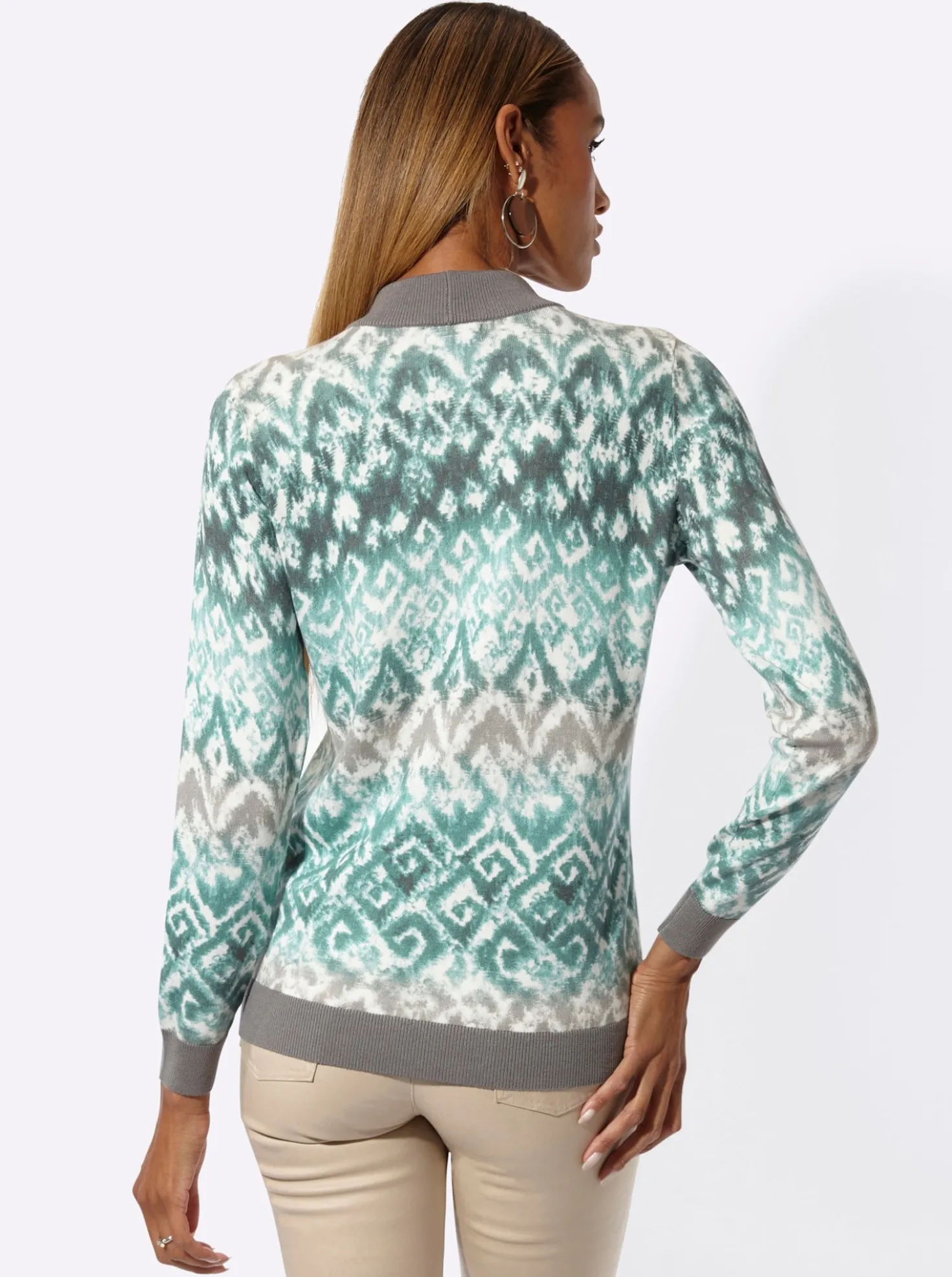 Stehkragenpullover mit Bindebändern