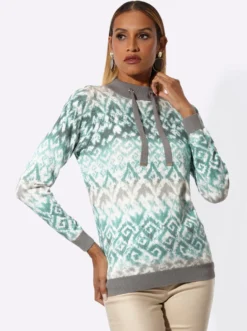 Stehkragenpullover mit Bindebändern