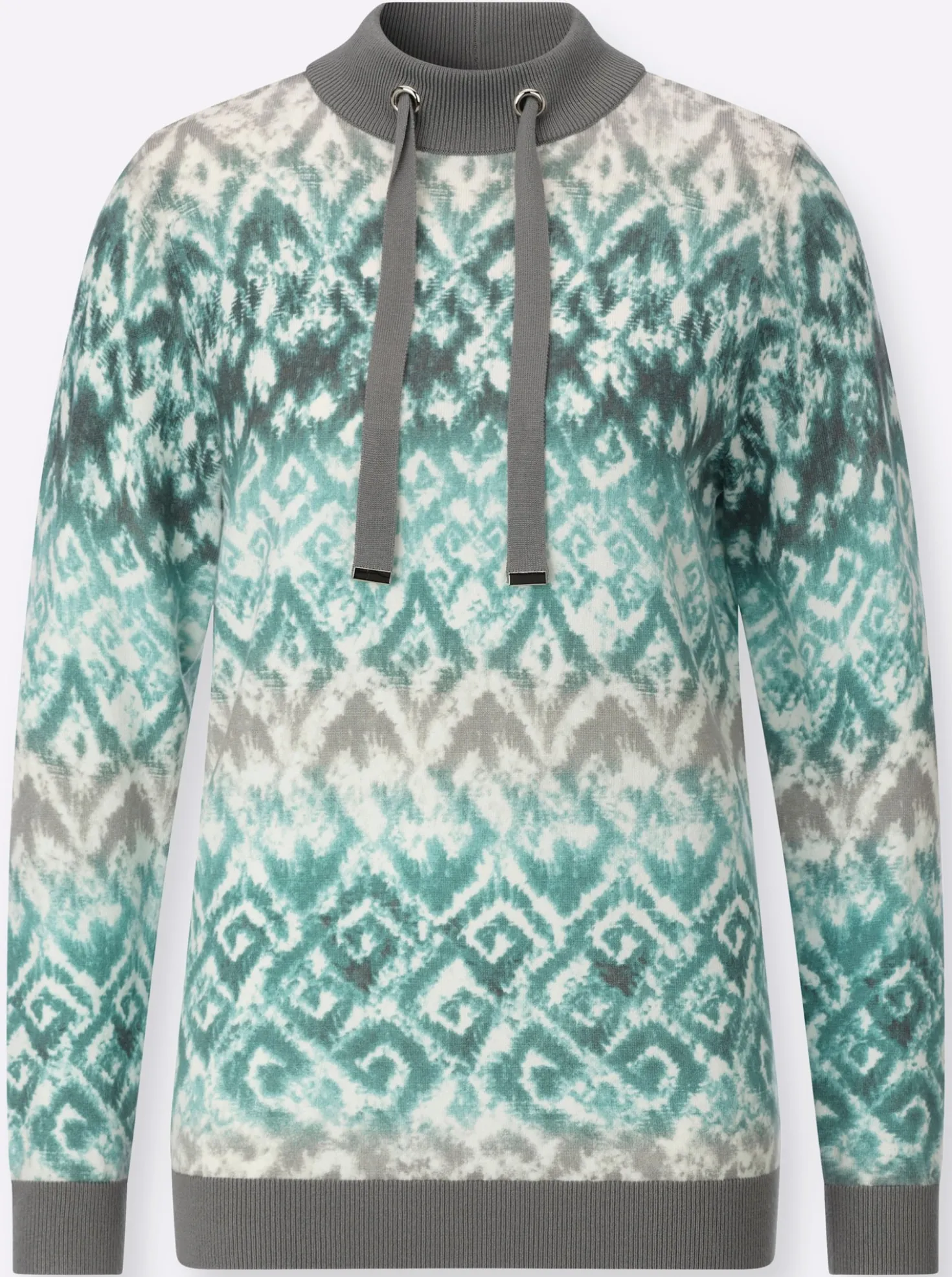 Stehkragenpullover mit Bindebändern