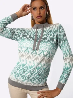 Stehkragenpullover mit Bindebändern