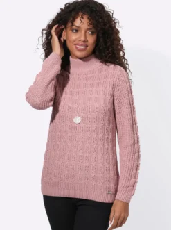 Stehkragenpullover mit elastischen Rippbündchen