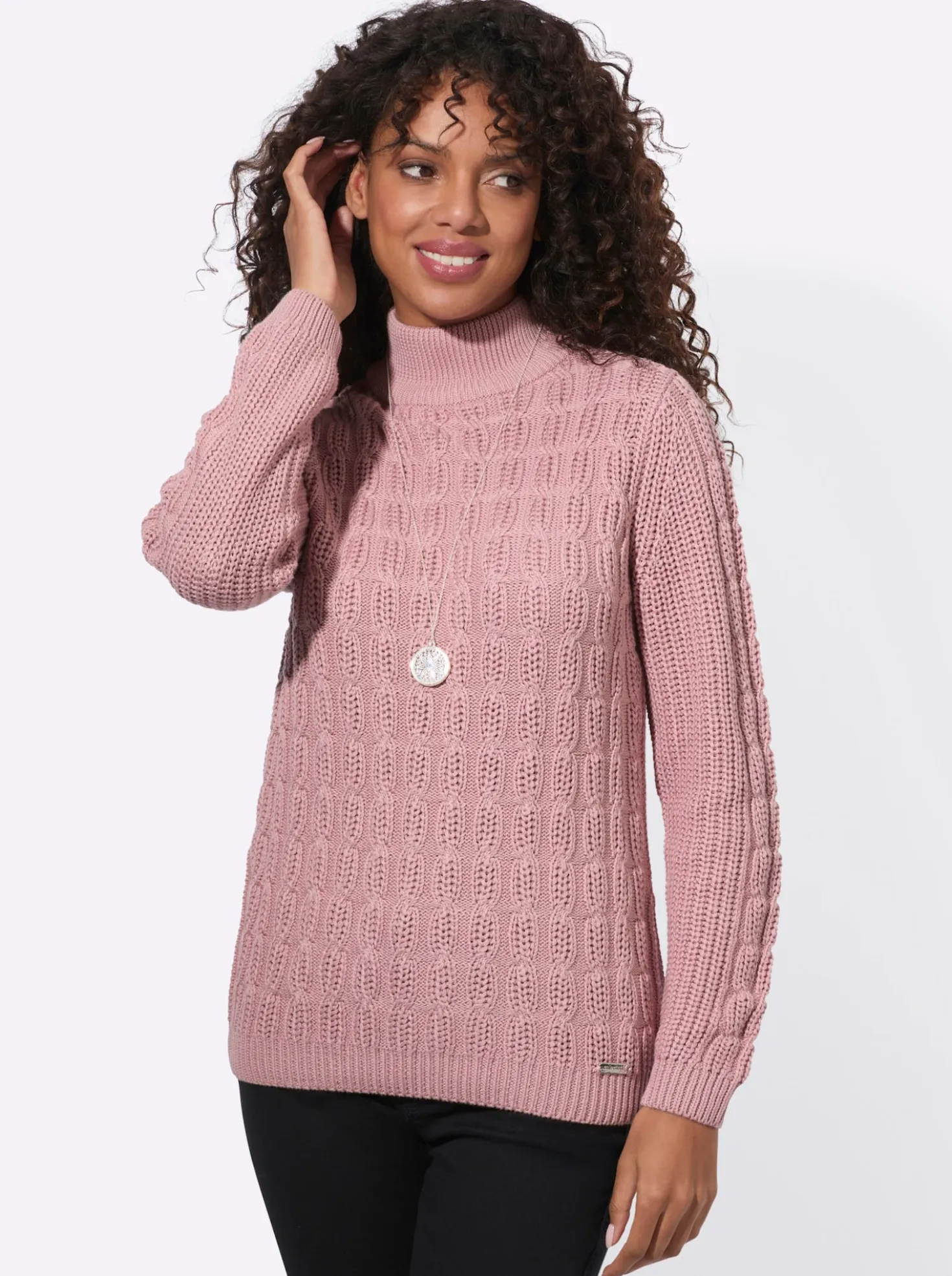Stehkragenpullover mit elastischen Rippbündchen