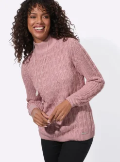 Stehkragenpullover mit elastischen Rippbündchen