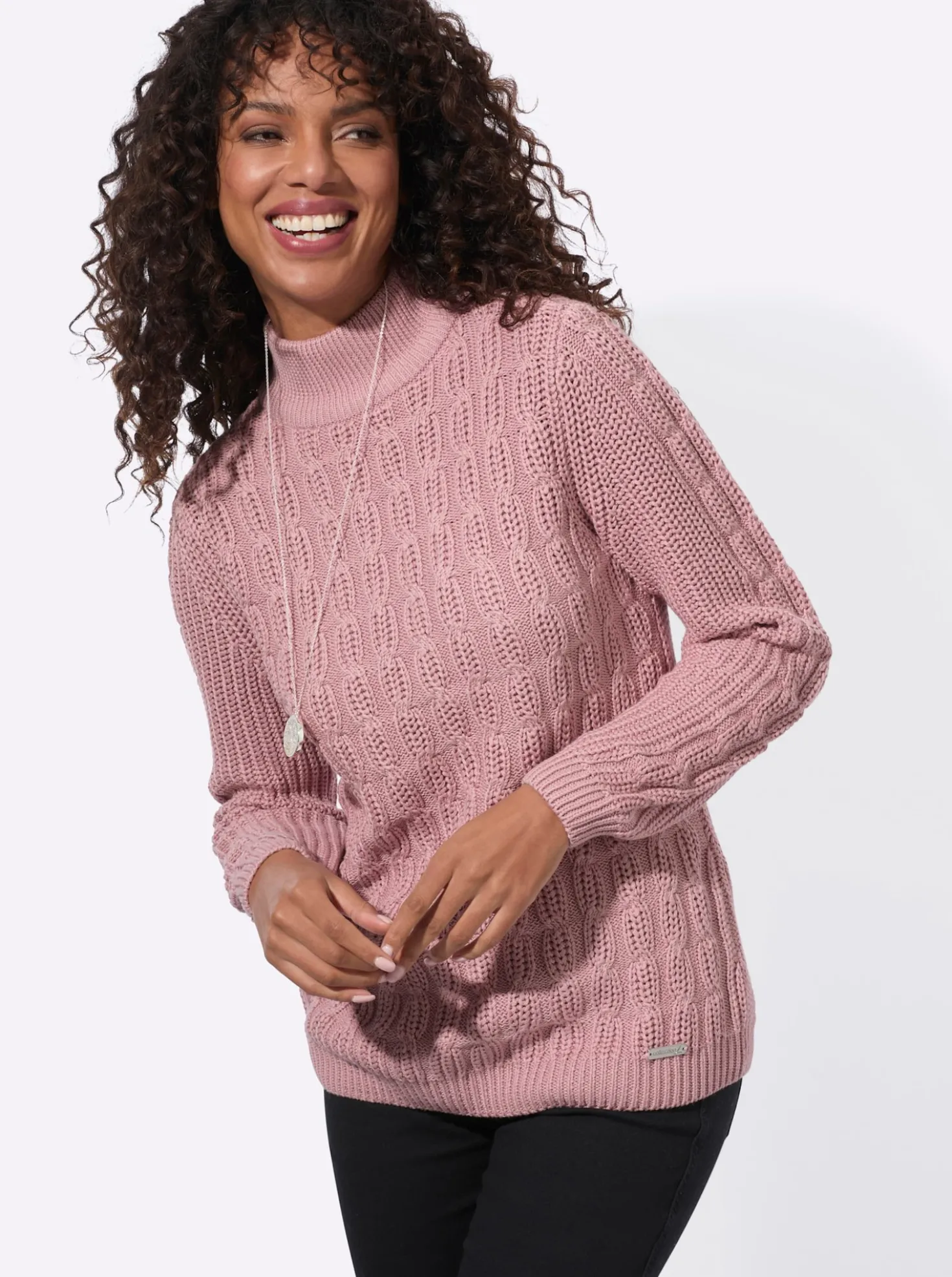 Stehkragenpullover mit elastischen Rippbündchen
