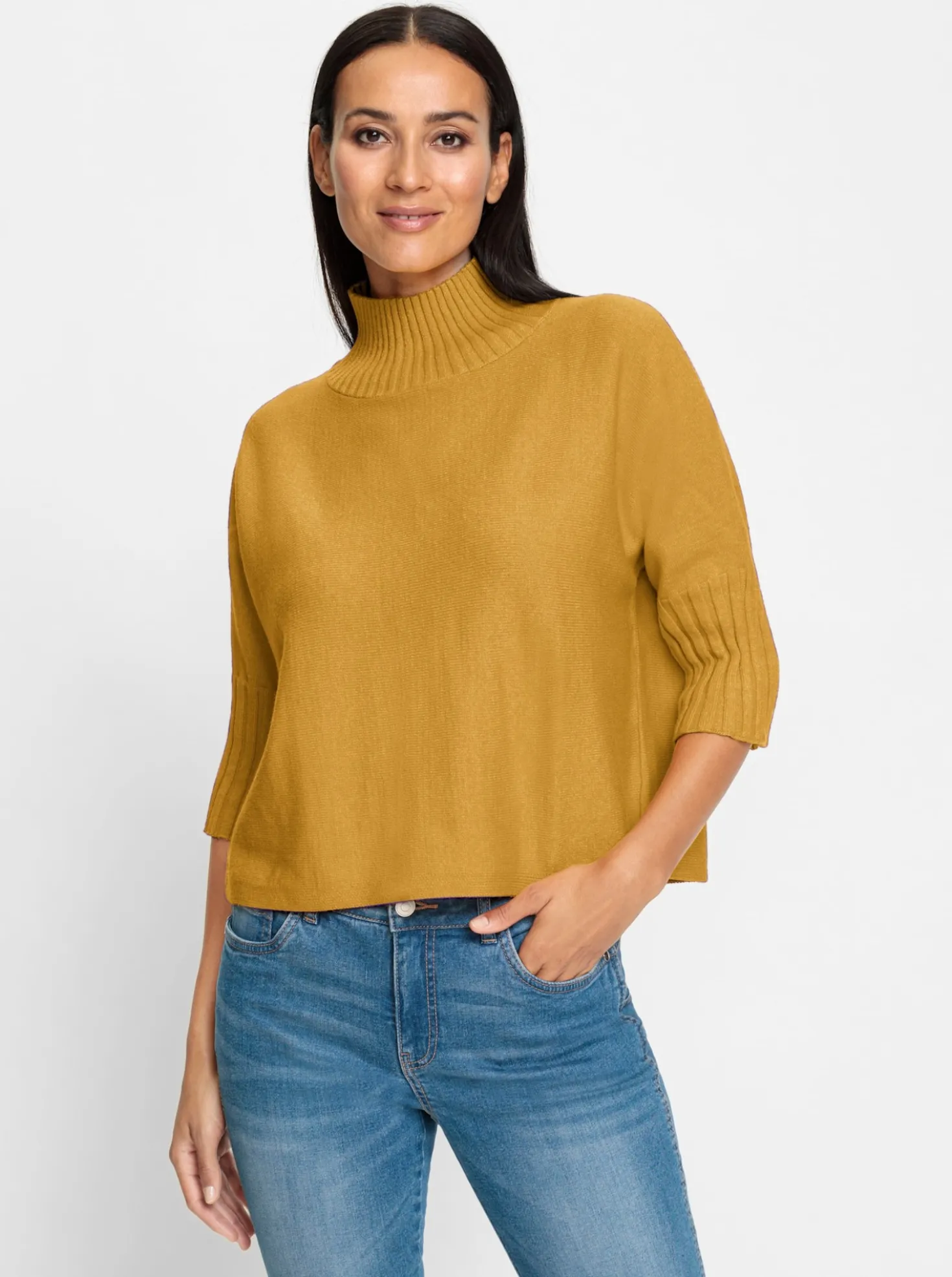 Stehkragenpullover mit Fledermaus-Ärmeln