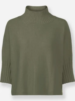 Stehkragenpullover mit Fledermaus-Ärmeln