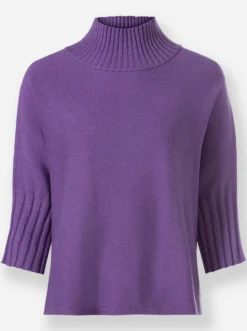 Stehkragenpullover mit Fledermaus-Ärmeln