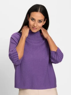Stehkragenpullover mit Fledermaus-Ärmeln