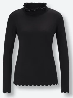 Stehkragenpullover mit gebogten Kanten