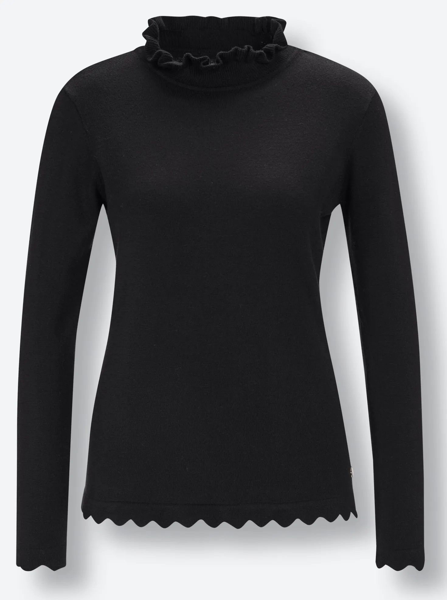 Stehkragenpullover mit gebogten Kanten