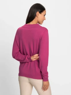 Stehkragenpullover mit Glitzersteinchen-Schriftzug