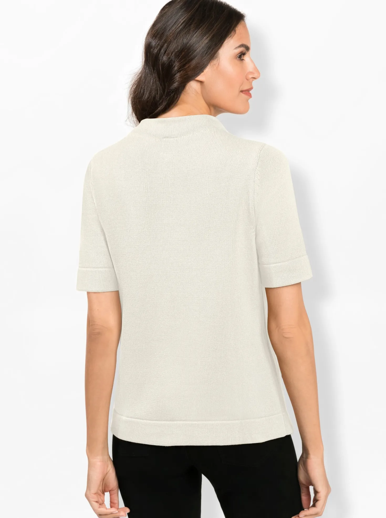 Stehkragenpullover mit Halbarm