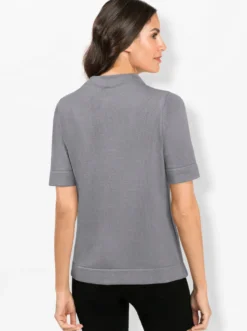 Stehkragenpullover mit Halbarm