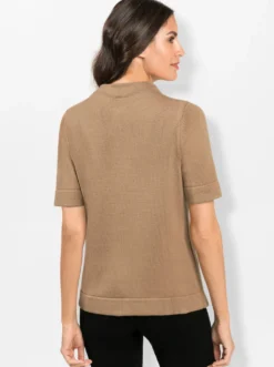 Stehkragenpullover mit Halbarm