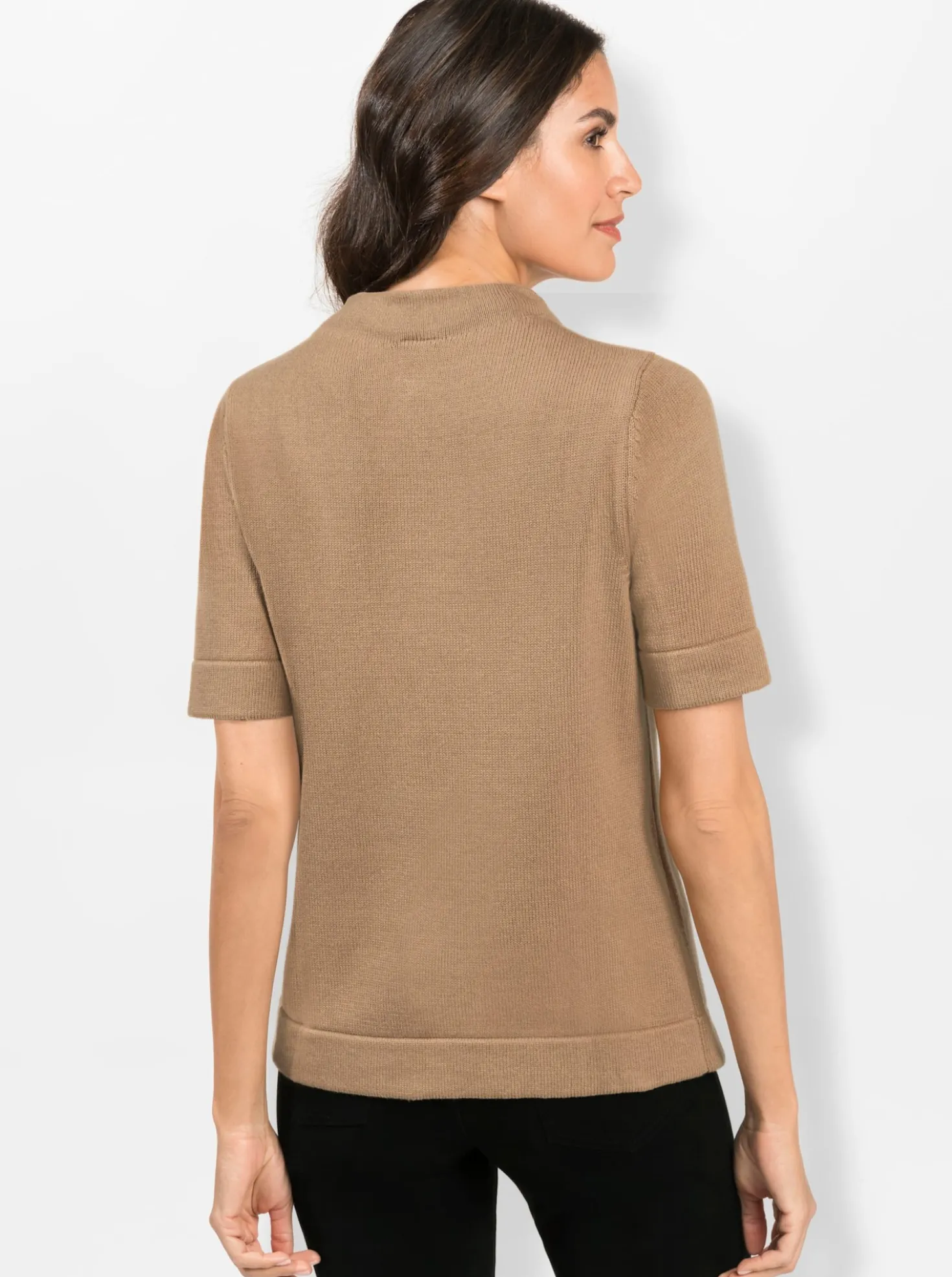Stehkragenpullover mit Halbarm