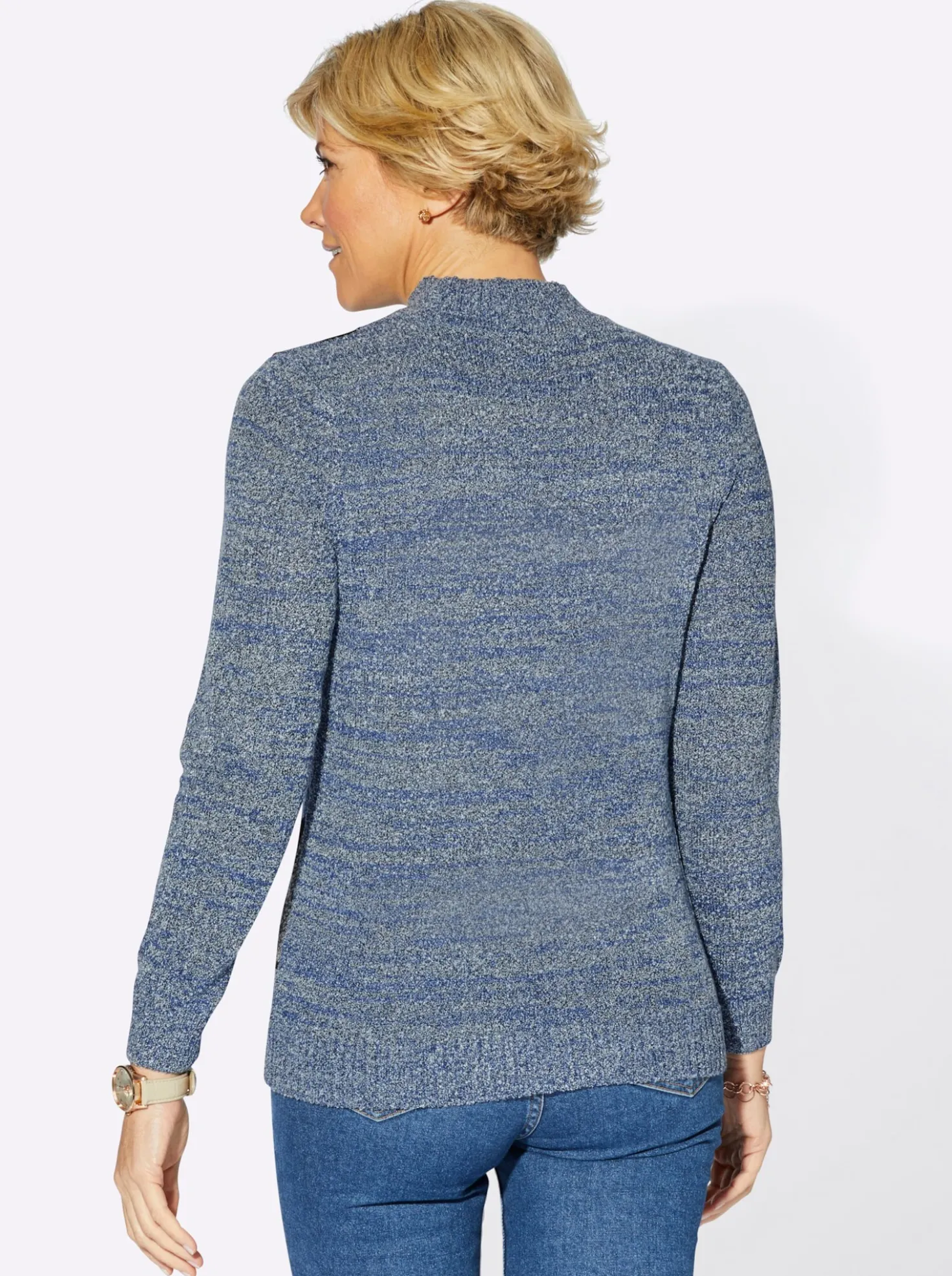 Stehkragenpullover mit Intarsien-Strickmuster