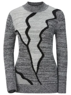 Stehkragenpullover mit Intarsien-Muster