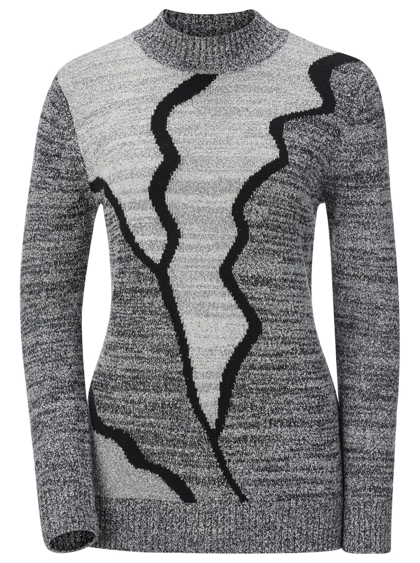 Stehkragenpullover mit Intarsien-Muster