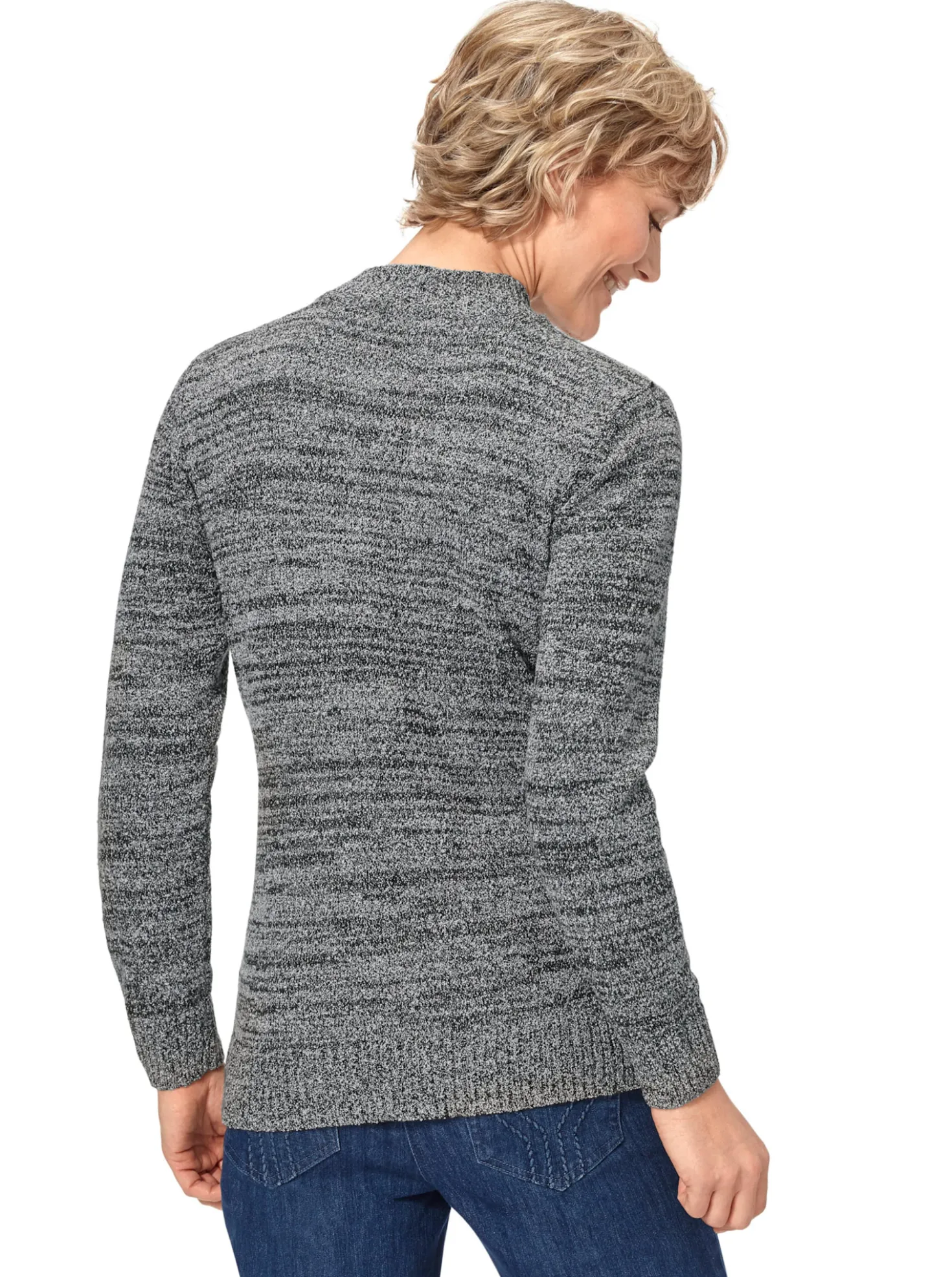 Stehkragenpullover mit Intarsien-Muster