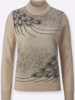 Stehkragenpullover mit Intarsien-Muster