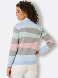 Stehkragenpullover mit Jacquard-Muster, mehrfarbig