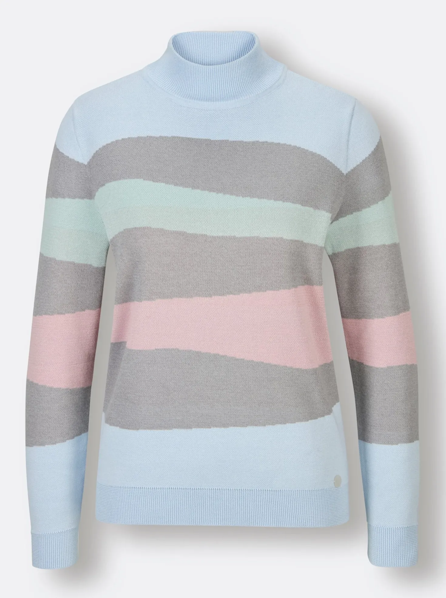 Stehkragenpullover mit Jacquard-Muster, mehrfarbig