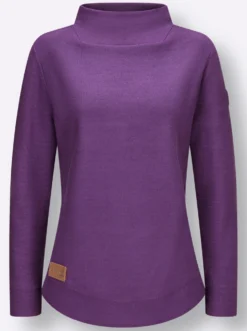 Stehkragenpullover mit Linksstrick-Muster