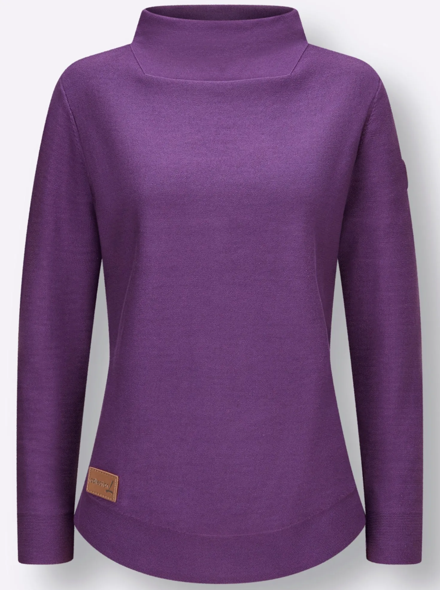 Stehkragenpullover mit Linksstrick-Muster