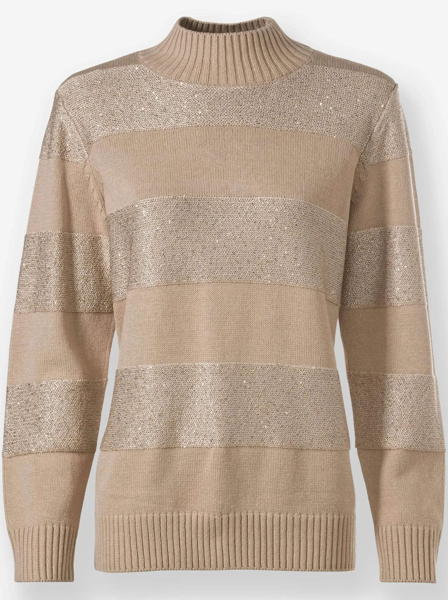 Stehkragenpullover mit Paillettengarn