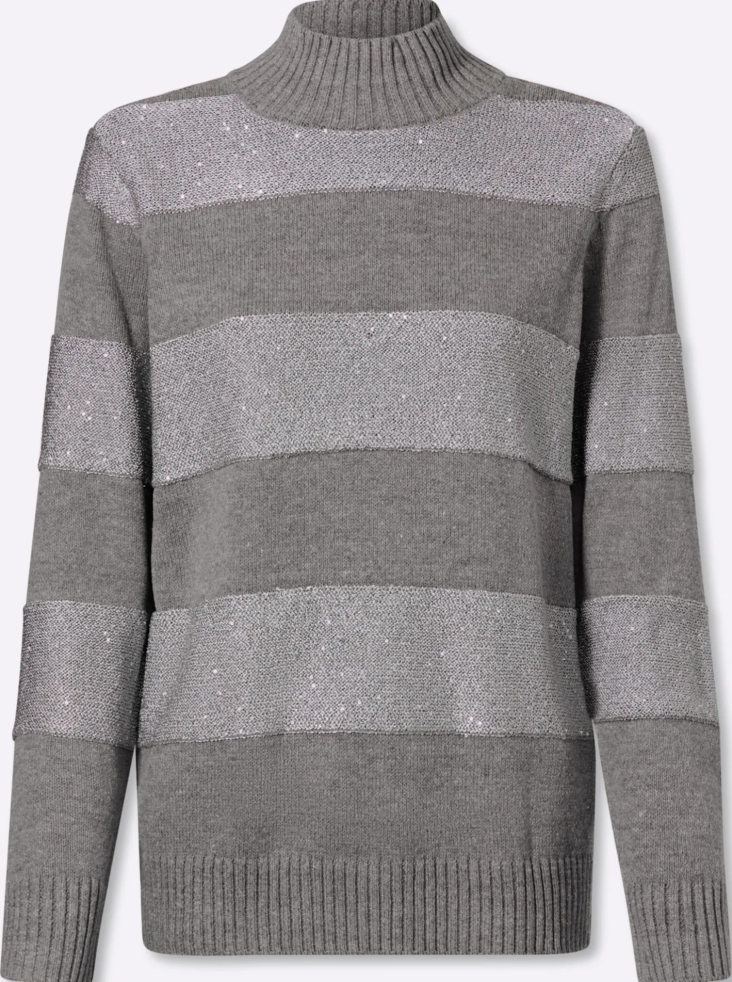 Stehkragenpullover mit Paillettengarn