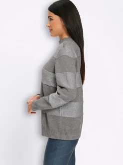 Stehkragenpullover mit Paillettengarn