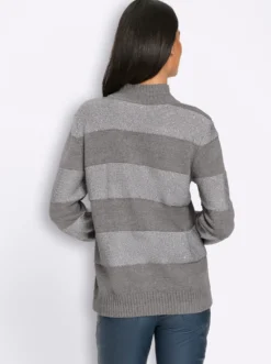Stehkragenpullover mit Paillettengarn