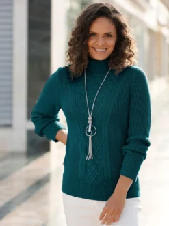 Stehkragenpullover mit Rautenmuster