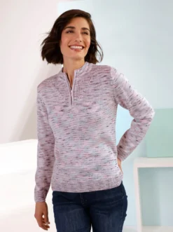 Stehkragenpullover mit Reißverschluss
