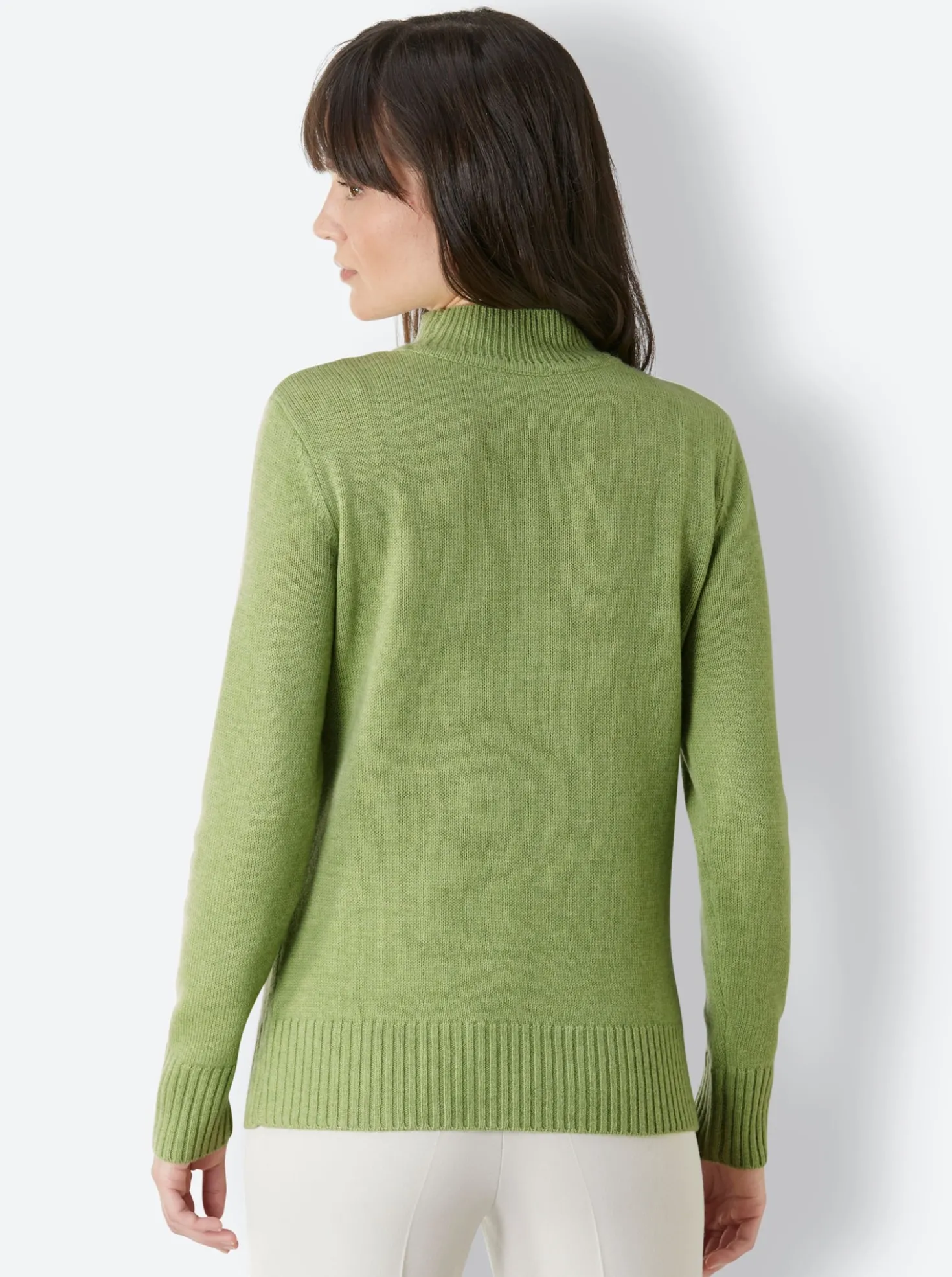 Stehkragenpullover mit Ripp-Strick