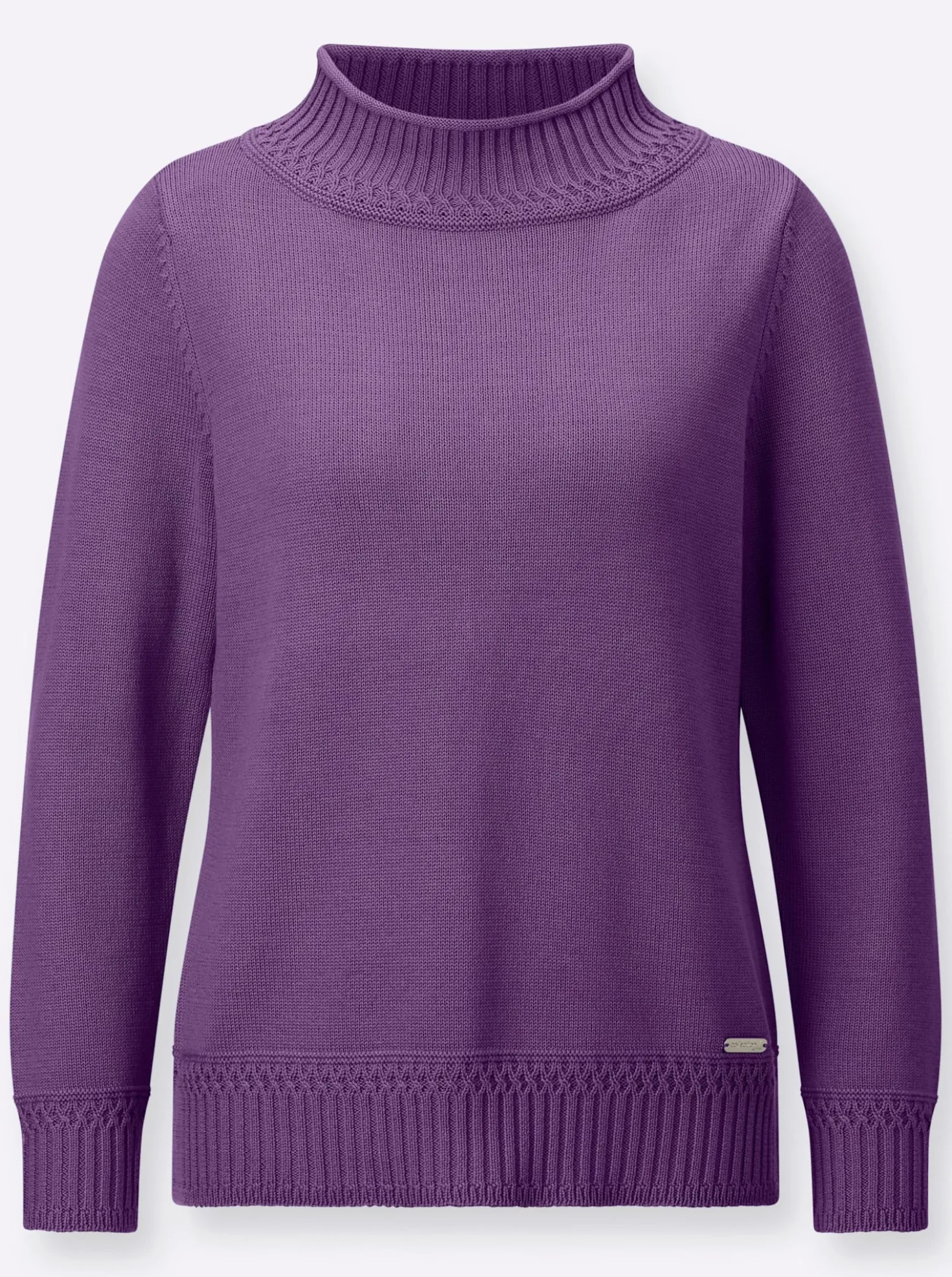 Stehkragenpullover mit Ripp-Abschlüssen