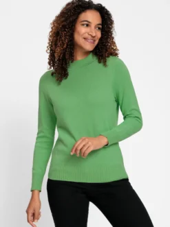 Stehkragenpullover mit Ripp-Abschlüssen