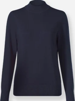 Stehkragenpullover mit Ripp-Abschlüssen