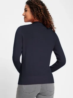 Stehkragenpullover mit Ripp-Abschlüssen