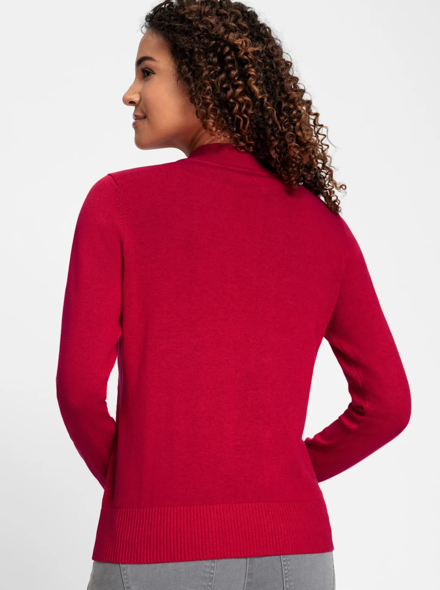 Stehkragenpullover mit Ripp-Abschlüssen
