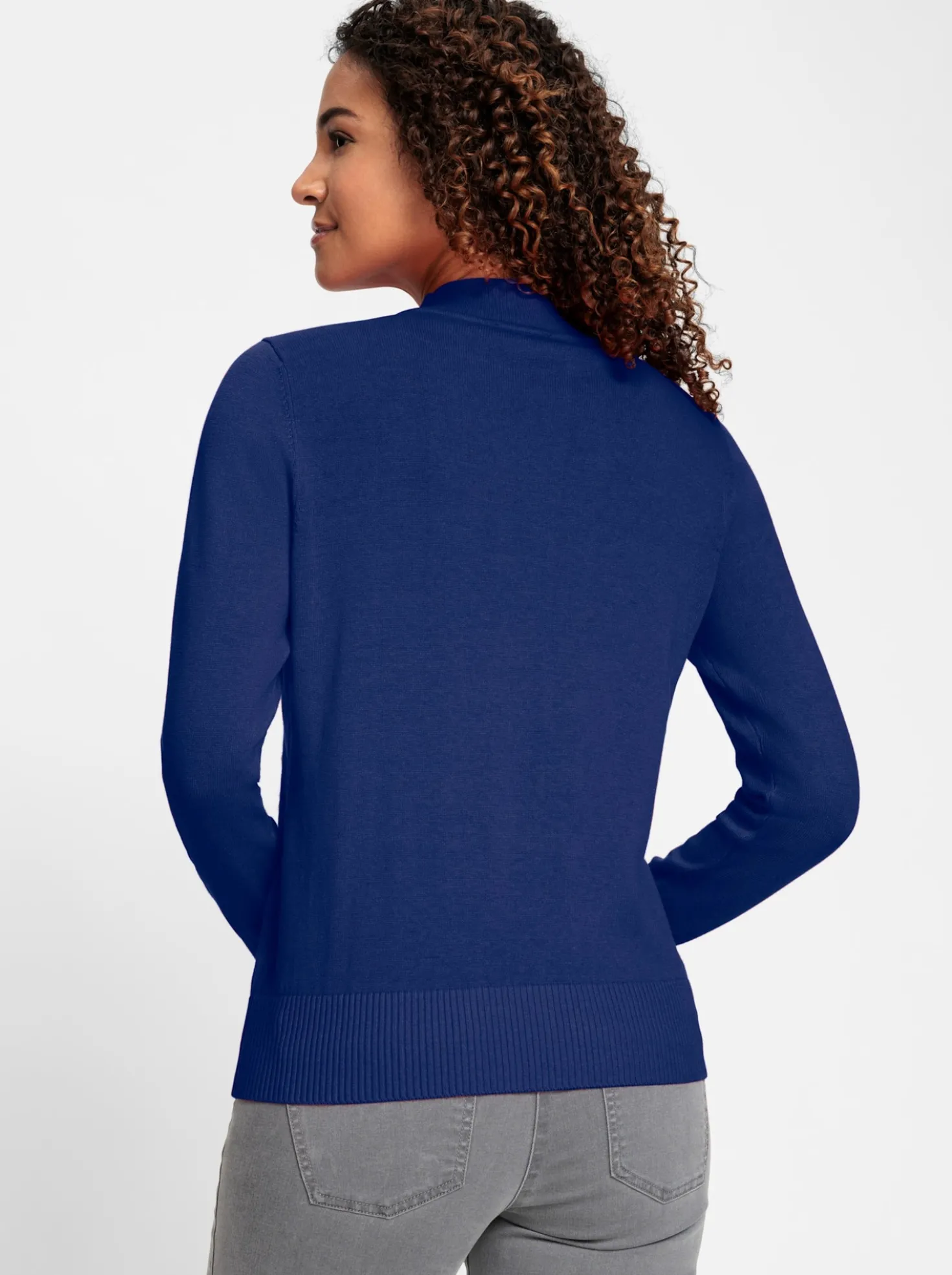 Stehkragenpullover mit Ripp-Abschlüssen