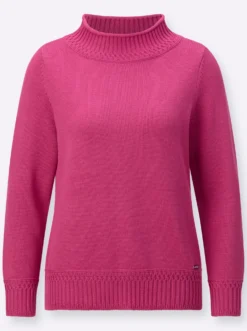 Stehkragenpullover mit Ripp-Abschlüssen