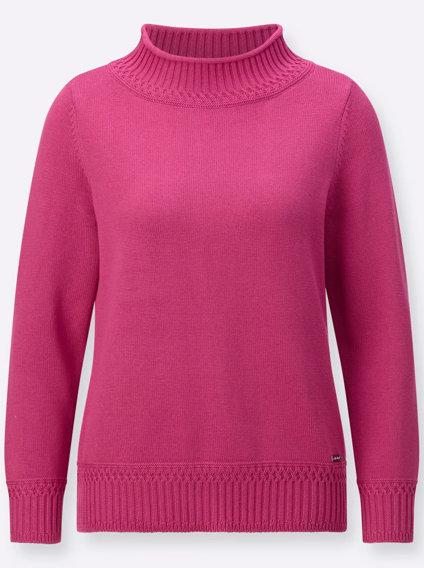 Stehkragenpullover mit Ripp-Abschlüssen