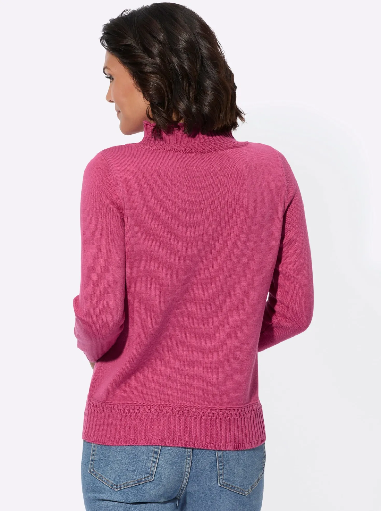 Stehkragenpullover mit Ripp-Abschlüssen