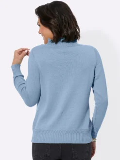 Stehkragenpullover mit Ripp-Abschlüssen