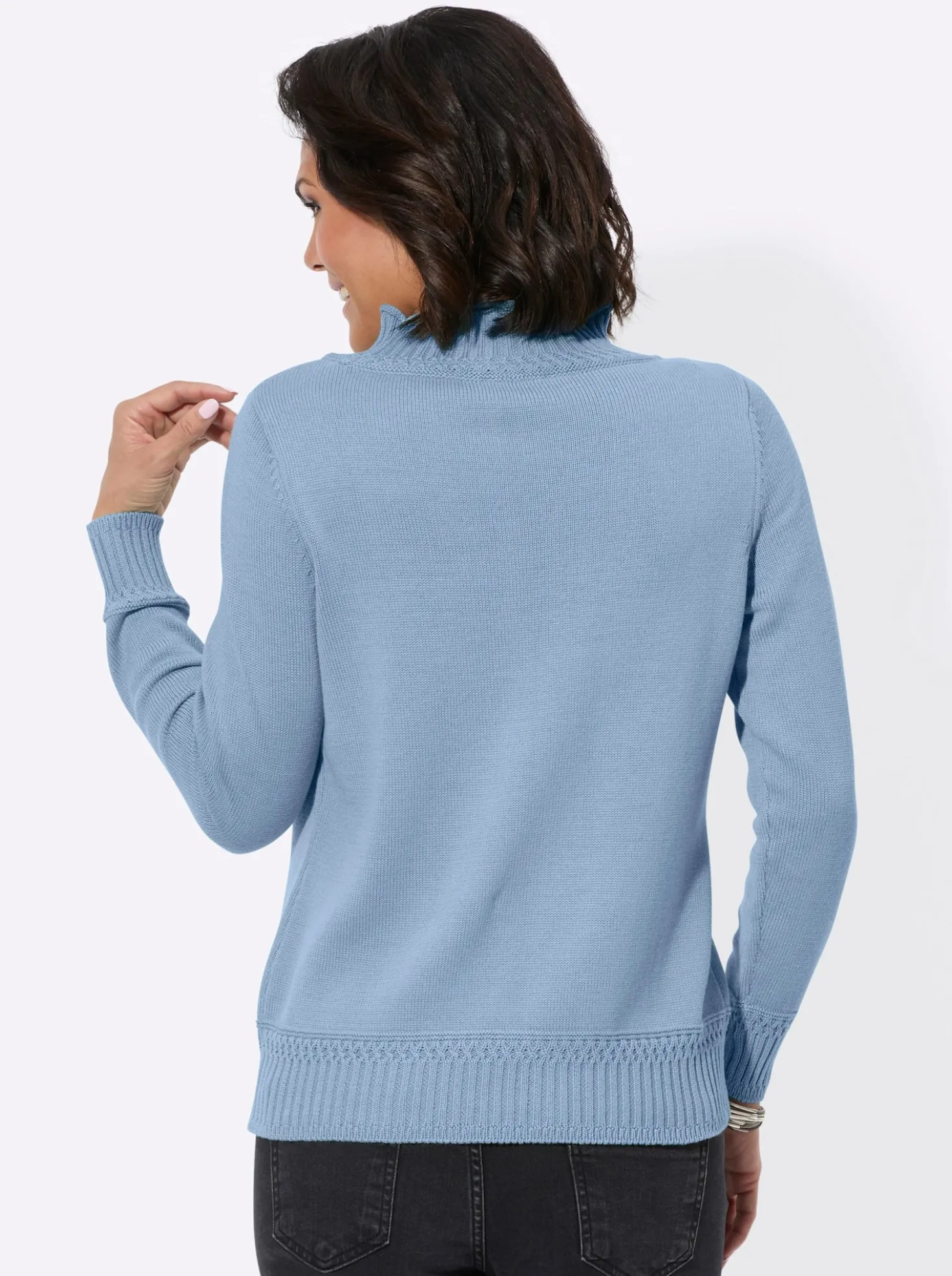 Stehkragenpullover mit Ripp-Abschlüssen