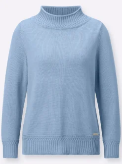 Stehkragenpullover mit Ripp-Abschlüssen