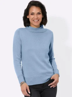 Stehkragenpullover mit Ripp-Abschlüssen