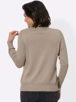 Stehkragenpullover mit Ripp-Abschlüssen